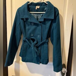 teal cute and cozy pea coat! super cute!!! rich color!